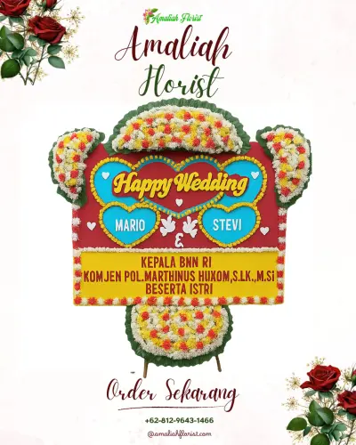 Karangan Papan Bunga Pernikahan di Songan B